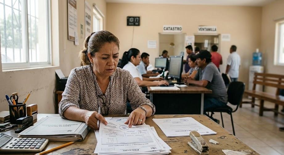 adeudos de predial en inmueble con documentos y calculadora