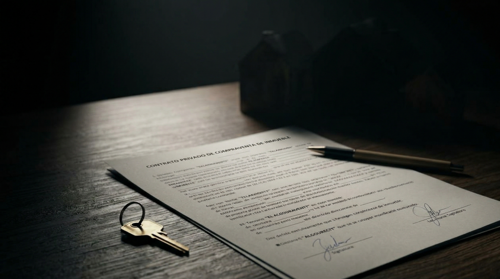 Persona revisando documentos de comprar casa contrato privado para evitar riesgos legales