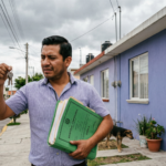 Persona firmando contrato de compra venta con entrega posesión inmueble