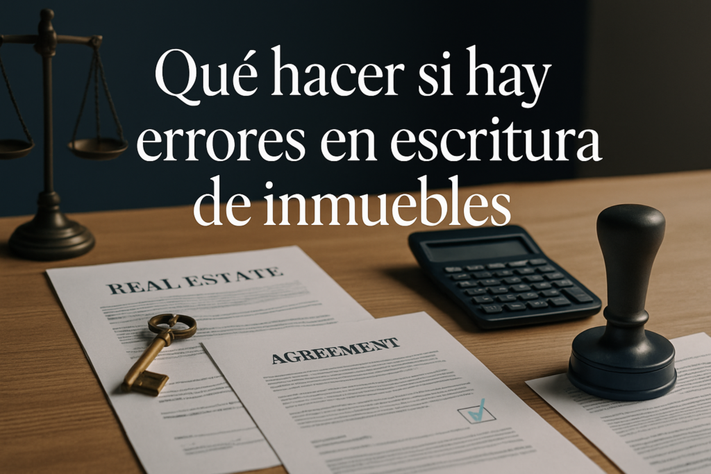Abogado asesorando cliente sobre errores en escritura de propiedad